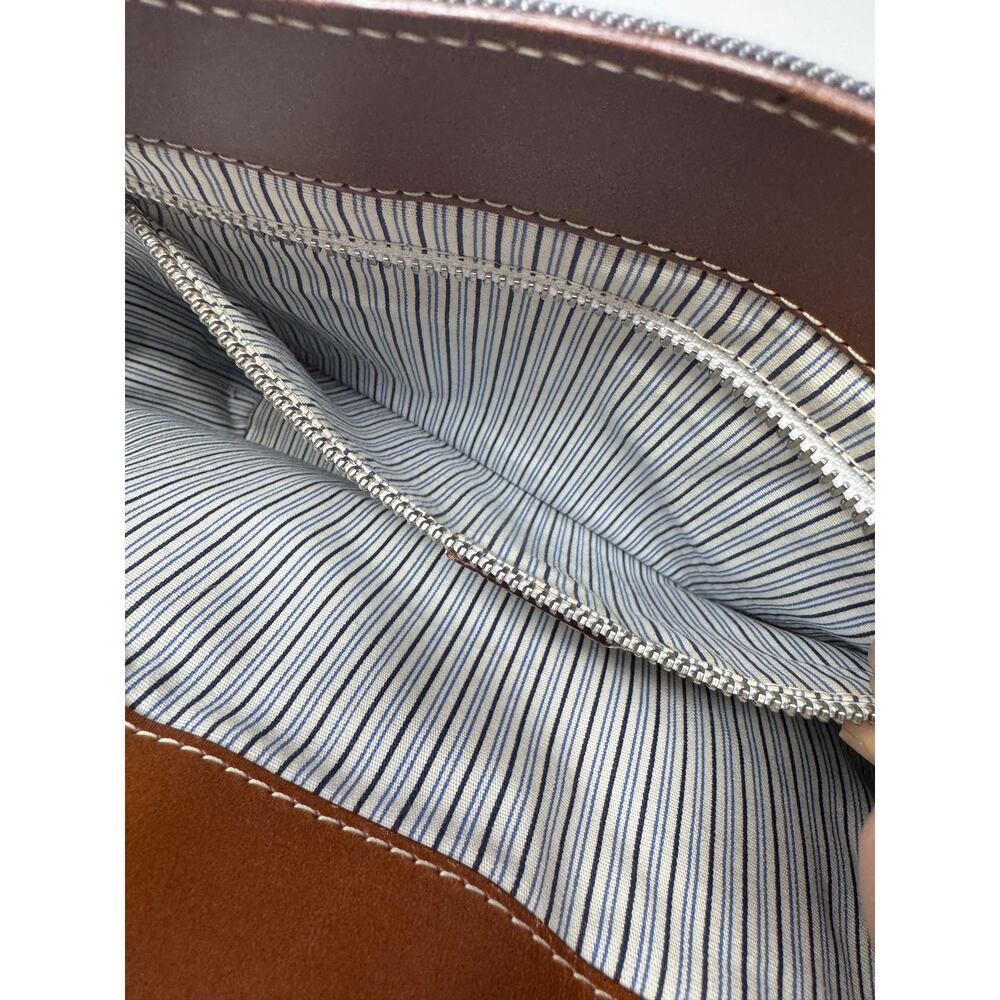 Celine Y2K 2004 hibiscus Blue Print Floral Canvas and Brown Leather bag - Picture 6 of 11
